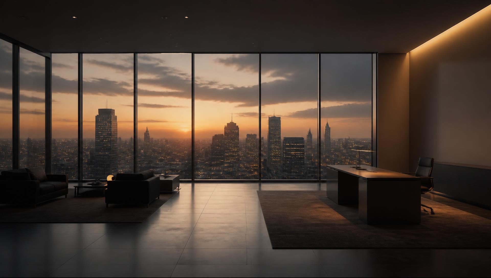 Dusk skyline viewed from a modern corporate office in Nairobi